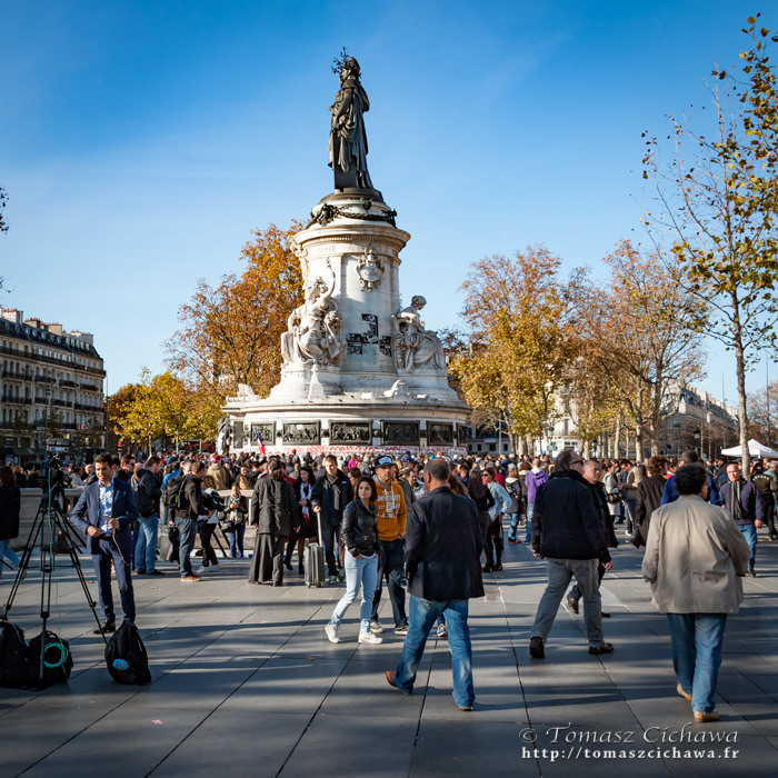 Place de la République. Attentats Paris. Novembre 2015.
