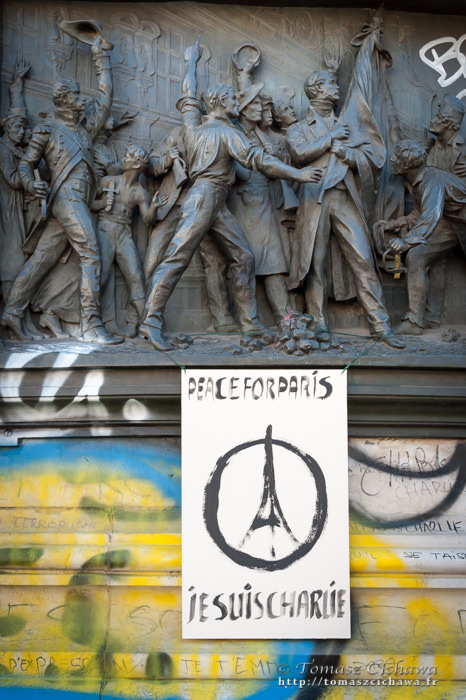 Place de la République. Attentats Paris. Novembre 2015.